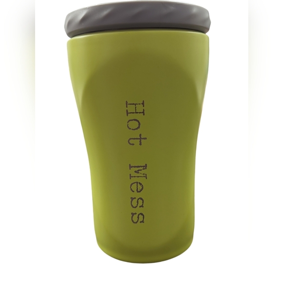 Green Hot/Cold Insulated Travel Mug with Gray Lid, "HOT MESS" - Picture 1 of 4